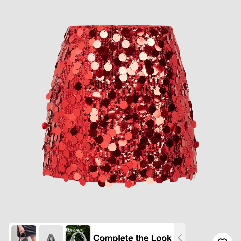 Red Sequin Mini Skirt